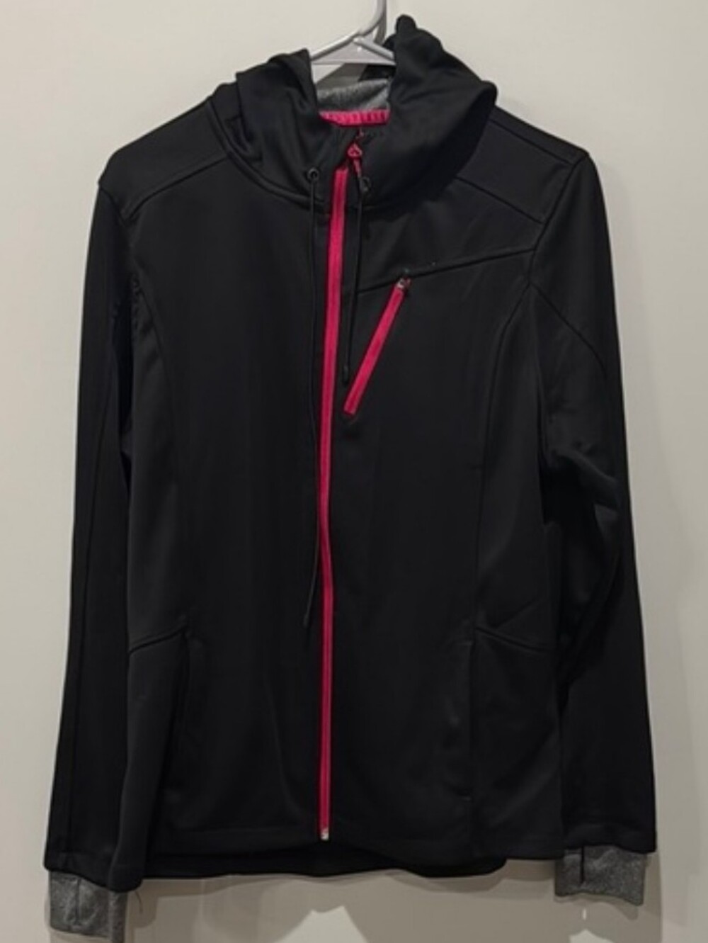 Mondetta Women's Athletic Hoodie Zip Front Pockets Thumb Holes In Cuffs Sz M
